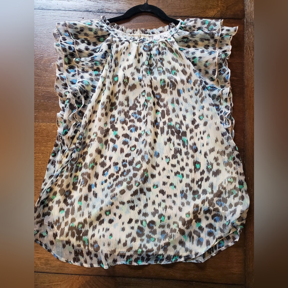✨️Loft | Ruffled Tank Shimmer Animal Cheetah Print Medium